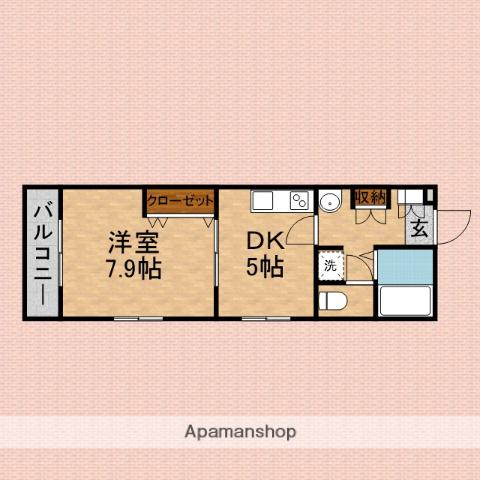 ブランシエⅡ(1DK/1階)の間取り写真