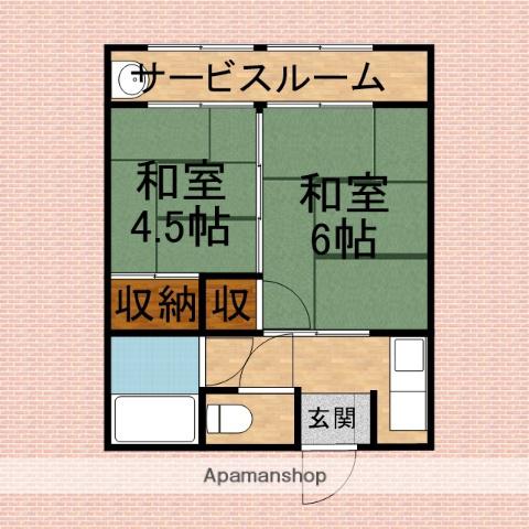 荻和良荘(2K/1階)の間取り写真