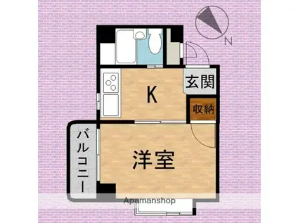 アーバンハイム浜崎(1K/3階)の間取り写真