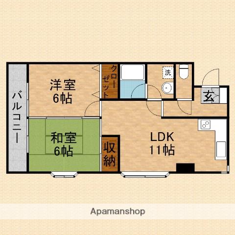 プルミエール田辺(2LDK/4階)の間取り写真
