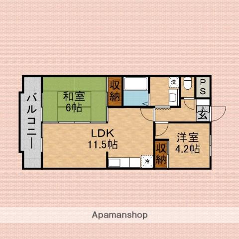 ビューハイツA(2LDK/2階)の間取り写真