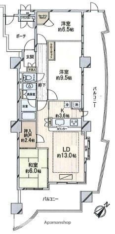 アイムふじみ野タワー西館(3SLDK/8階)の間取り写真