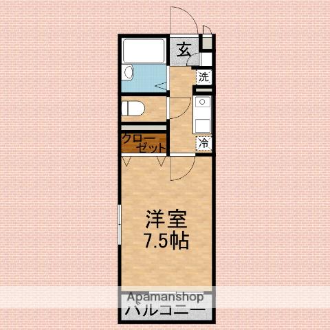 ジェンティールS(1K/1階)の間取り写真