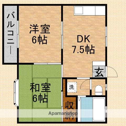 クリスタル・サウザンド(2DK/2階)の間取り写真