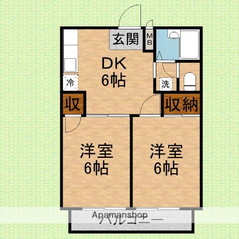 ラ・エトワール(2DK/1階)の間取り写真