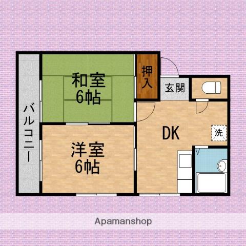 サンビーム(2DK/2階)の間取り写真