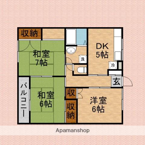 コーポヤカタ(3DK/2階)の間取り写真