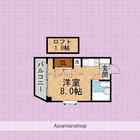 クラウンロイヤル(ワンルーム/3階)の間取り写真