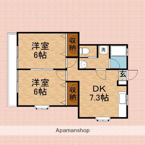 グリーンエイト(2DK/1階)の間取り写真