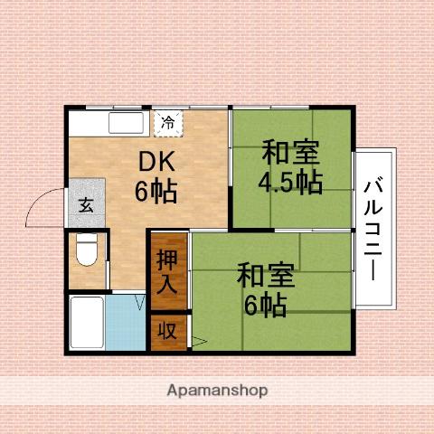 沢田荘(2DK/2階)の間取り写真