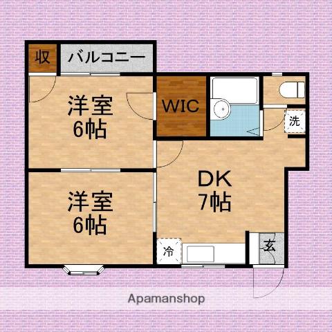 グリーンウッド(2DK/1階)の間取り写真