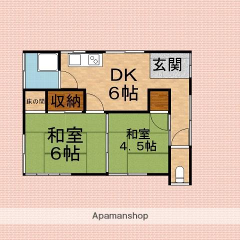 東武鉄道東上線 鶴瀬駅 徒歩8分 1階建 築67年(2DK)の間取り写真