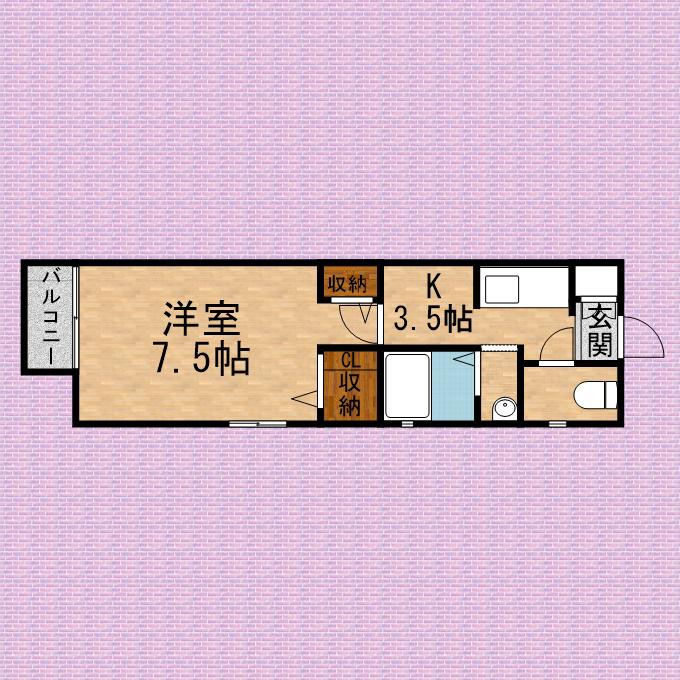 アトランティス(1K/1階)の間取り写真