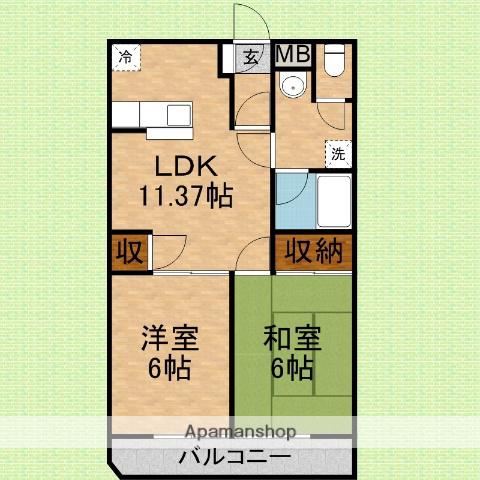 第5サンビレッジ泉水(2LDK/1階)の間取り写真