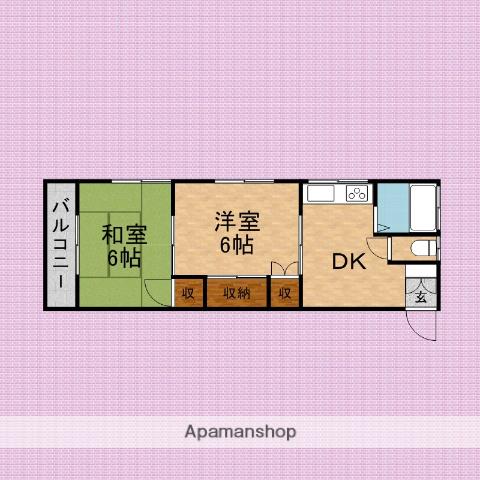 ロジュマン南台(2DK/2階)の間取り写真