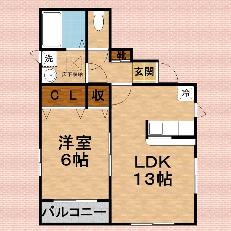 ラバーゼA(1LDK/1階)の間取り写真