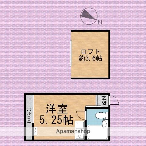 ラズベリー・ヒル(ワンルーム/2階)の間取り写真