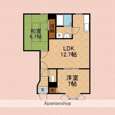 オークガーデン(2LDK/1階)の間取り写真