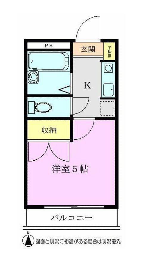 柿の木ハイツ(1K/3階)の間取り写真