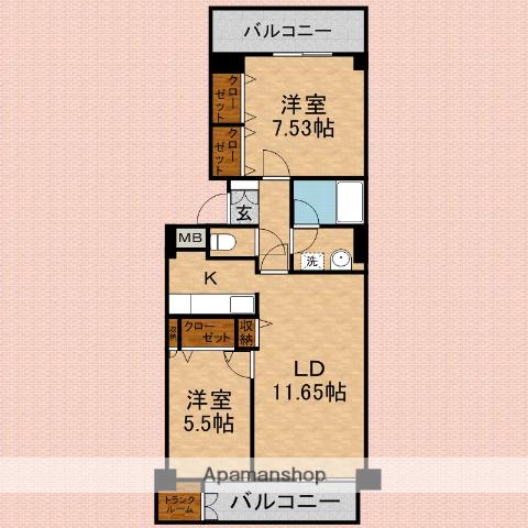 ELL・GRANDE(2LDK/3階)の間取り写真