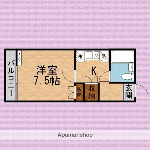 スピンドルハイツ(1K/1階)の間取り写真