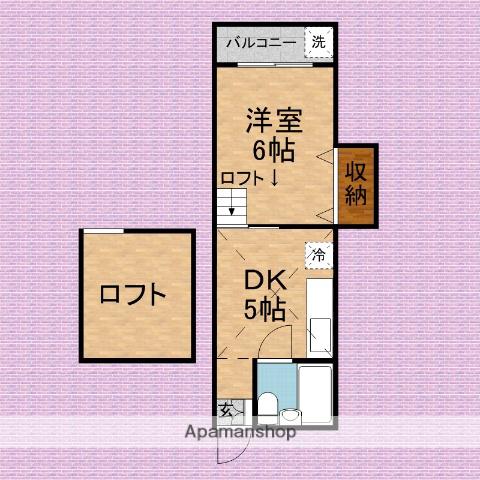 ベルシャンブルⅡ(1DK/2階)の間取り写真