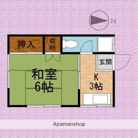 田島荘(1K/2階)の間取り写真