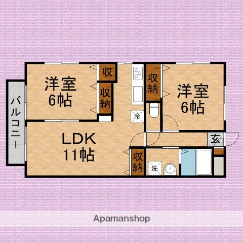 桜コートⅡ(2LDK/1階)の間取り写真