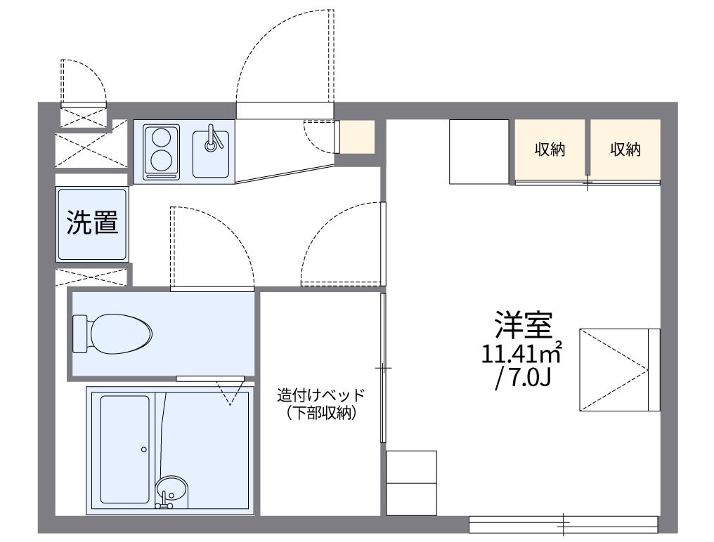 レオパレスウエストパレスⅠ(1K/2階)の間取り写真