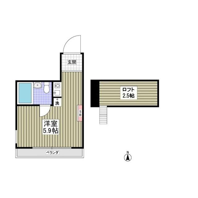 カレッジ志木(ワンルーム/1階)の間取り写真