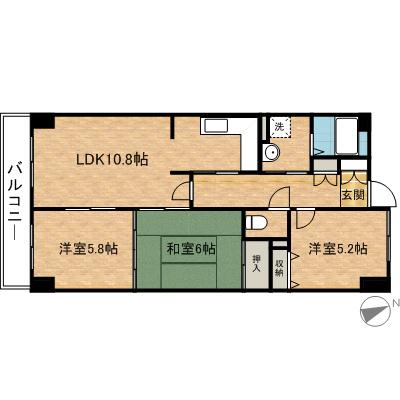 モーニングパーク朝霞(3LDK/5階)の間取り写真