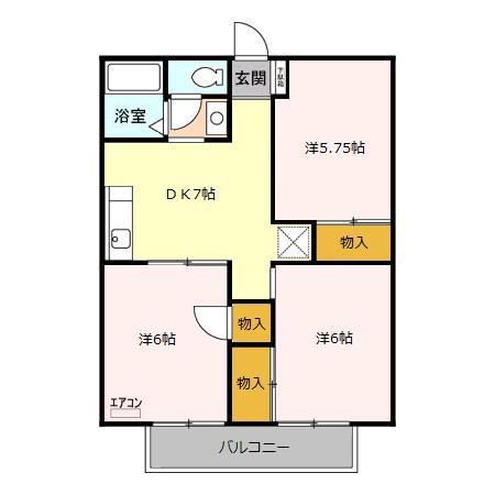グリーンヒル新宿(3DK/2階)の間取り写真