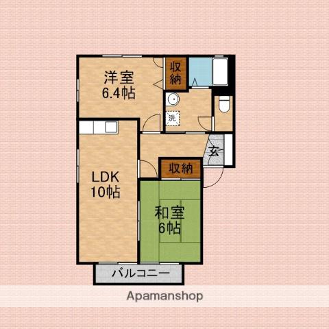 ヴィルドミールⅢ(2LDK/2階)の間取り写真
