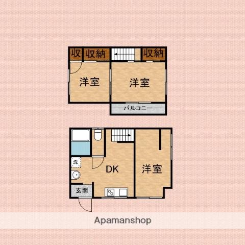 東武鉄道東上線 鶴瀬駅 徒歩24分 2階建 築33年(3DK)の間取り写真