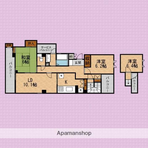 あさかヴィレッジ パティオ棟(3LDK/4階)の間取り写真