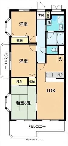 グレースマンションⅢ(3LDK/1階)の間取り写真
