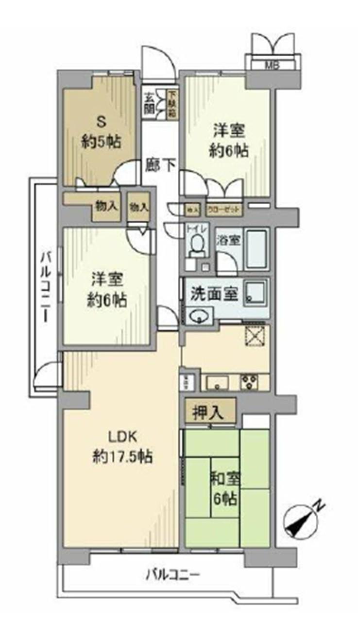 朝日プラザ武蔵野マーテルヒルズ参番館(3SLDK/5階)の間取り写真