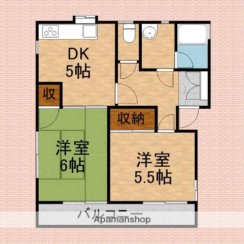 ハイムルイ(2DK/2階)の間取り写真