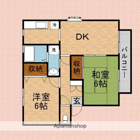 グランメール・ヴィラB棟(2LDK/1階)の間取り写真