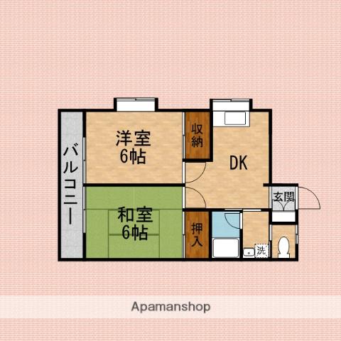 パークハイム(2DK/2階)の間取り写真