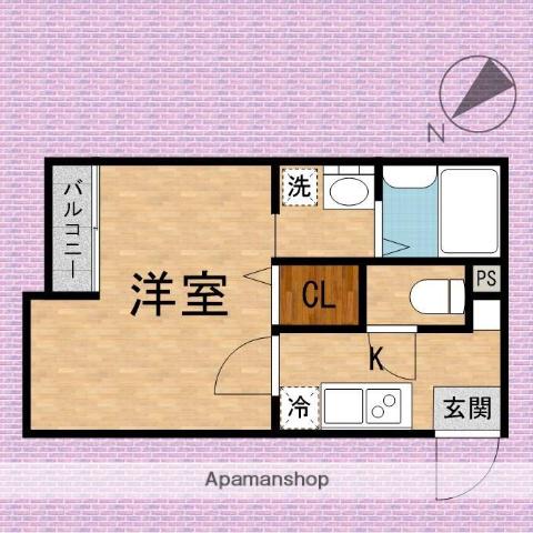 スプリングガーデン 上福岡(1K/1階)の間取り写真