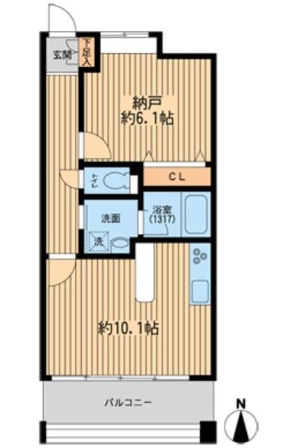 甲斐ヴィレッジ(ワンルーム/2階)の間取り写真