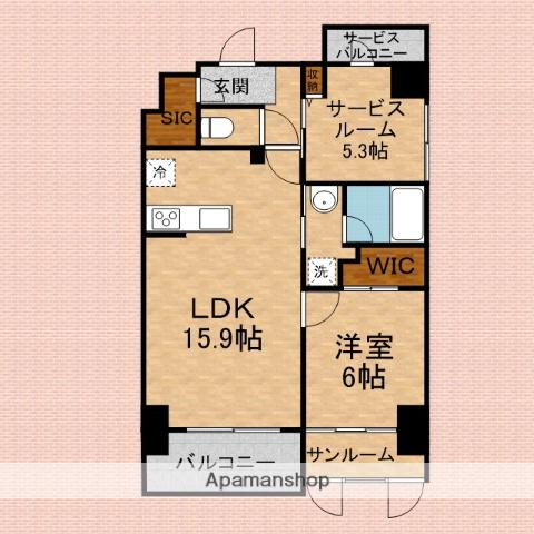 ラ メゾン ドゥ レザン(1SLDK/5階)の間取り写真