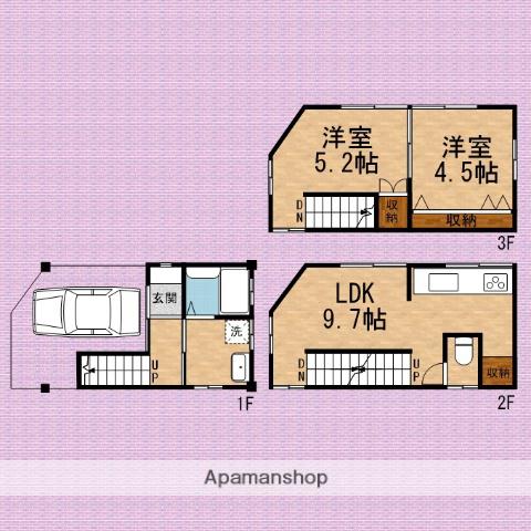 東武鉄道東上線 柳瀬川駅 徒歩29分 3階建 築33年(2LDK)の間取り写真