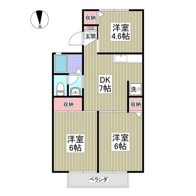 メゾンスバルⅢ(3DK/2階)の間取り写真