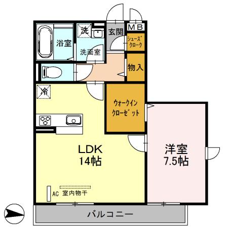 カーサ マロン(1LDK/3階)の間取り写真
