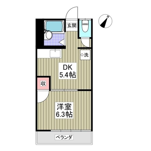 かつら荘(1DK/2階)の間取り写真