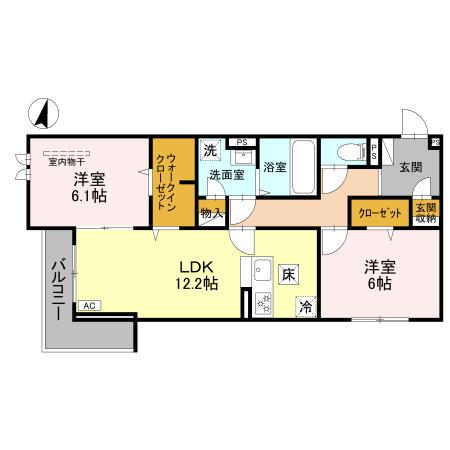 プレジール(2LDK/1階)の間取り写真