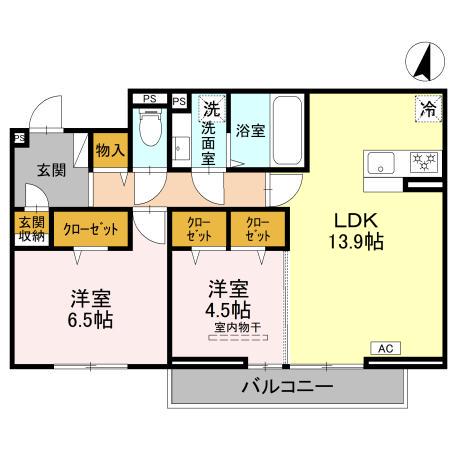 プレジール(2LDK/3階)の間取り写真