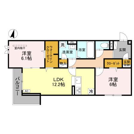 プレジール(2LDK/3階)の間取り写真